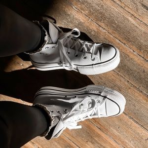 White Leather Platform Converse